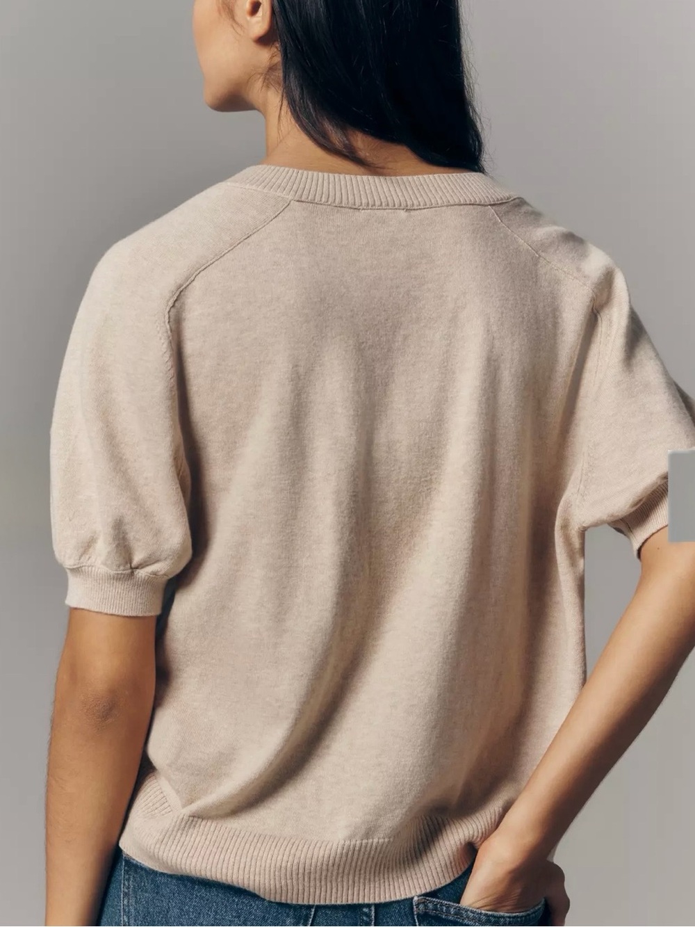 Maeve Short-Sleeve Button Front sweater cardigan - Picture 3 of 10
